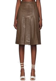 Saks Potts Brown Nicoline Leather Midi Skirt