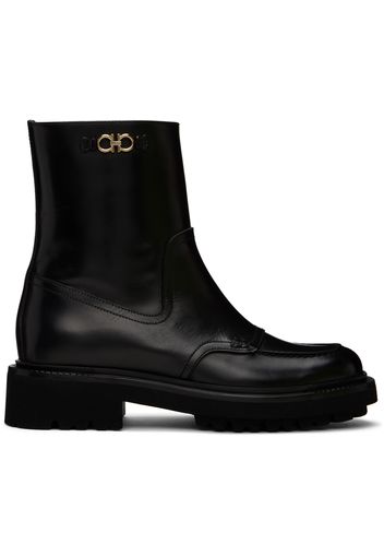 Salvatore Ferragamo Black Oreste Leather Boots