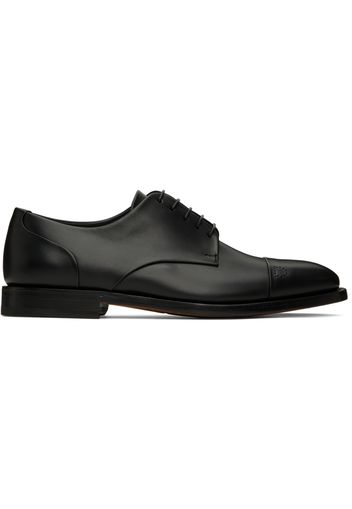 Salvatore Ferragamo Black Perforated Derbys