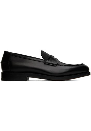 Salvatore Ferragamo Black Leather Penny Loafers