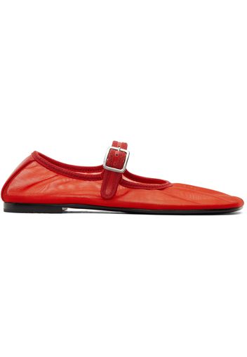 Sandy Liang Red Mary Jane Mesh Ballerina Flats