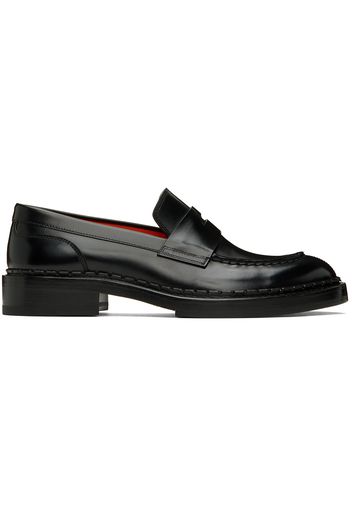 Santoni Black Leather Loafers