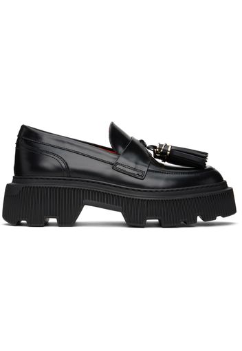 Santoni Black Tassel Loafers