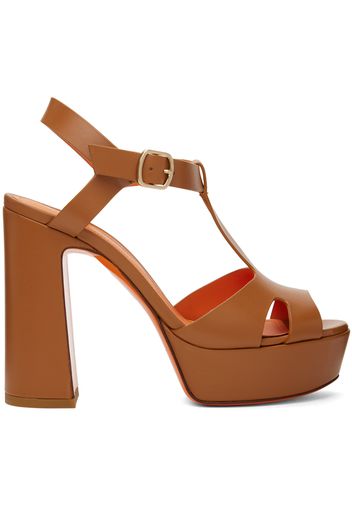 Santoni Tan Platform Heeled Sandals