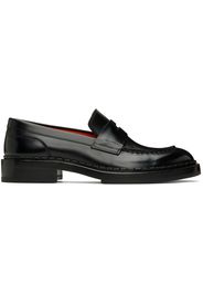 Santoni Black Leather Loafers