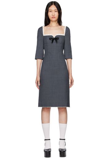 Shushu/Tong Gray Beaded Bow Midi Dress