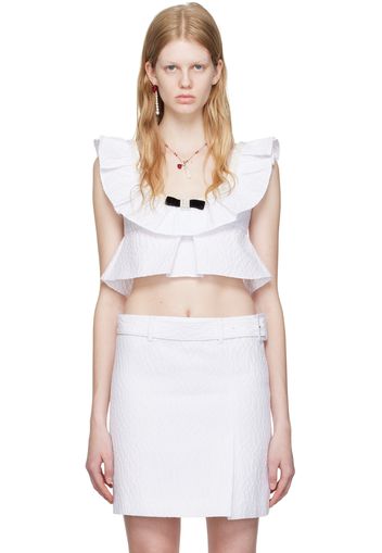 Shushu/Tong White Ruffled Tank Top