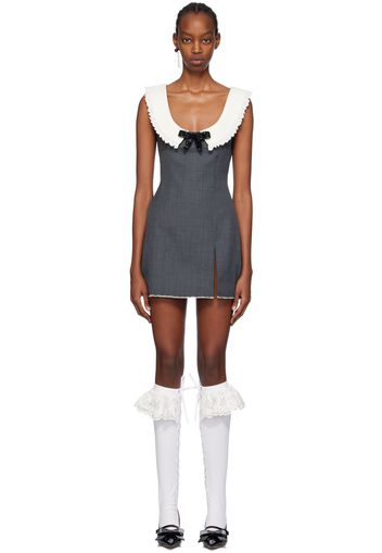 SHUSHU/TONG Gray Round Neck Minidress