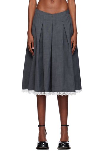 SHUSHU/TONG Gray Pleated Midi Skirt