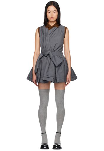 SHUSHU/TONG Gray Gathered Minidress