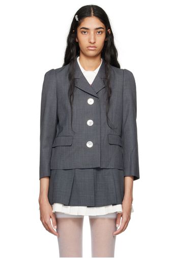 SHUSHU/TONG Gray Decorative Button Blazer