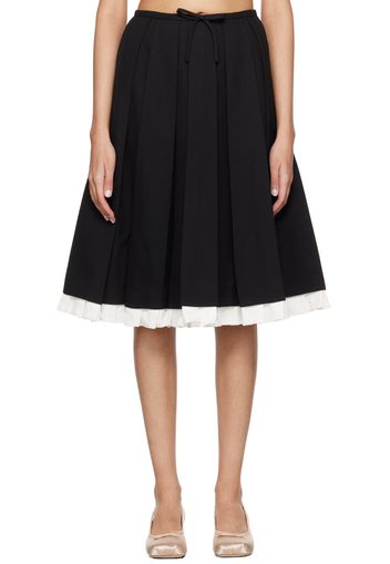 SHUSHU/TONG Black Ruffled Pleat Midi Skirt