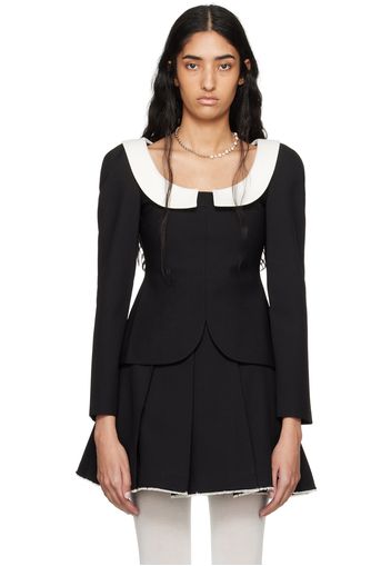 SHUSHU/TONG Black Peter Pan Collar Blouse