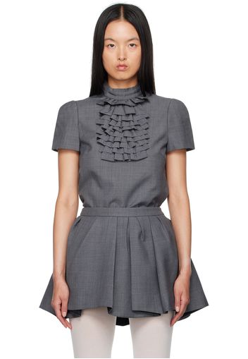 SHUSHU/TONG Gray Detachable Ruffle Blouse