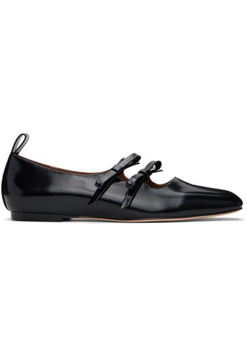 SHUSHU/TONG Black Double Bow Mary Jane Ballerina Flats