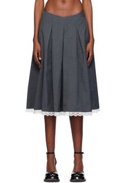 SHUSHU/TONG Gray Pleated Midi Skirt