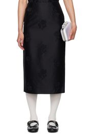 SHUSHU/TONG Black Appliqué Midi Skirt