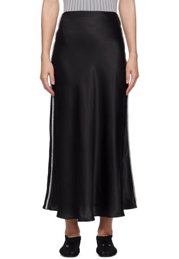 Silk Laundry Black Bias-Cut Midi Skirt