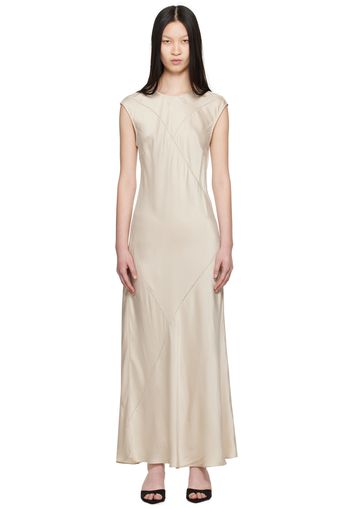 Silk Laundry Off-White Splice Maxi Dress