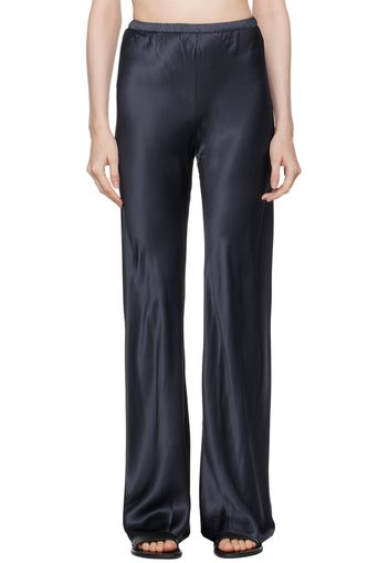 Silk Laundry Navy Bias-Cut Lounge Pants