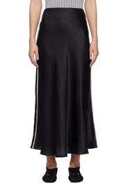 Silk Laundry Black Bias-Cut Midi Skirt