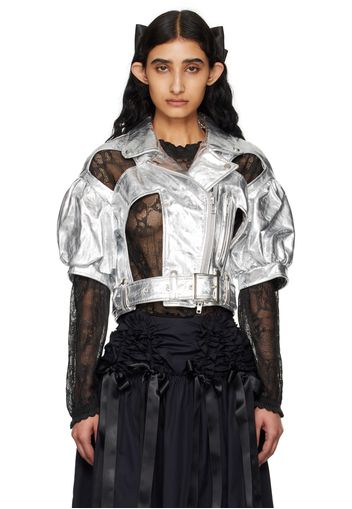 Simone Rocha Silver Cutout Leather Jacket