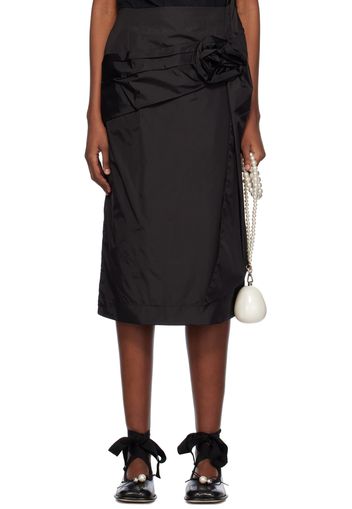 Simone Rocha Black Pressed Rose Midi Skirt