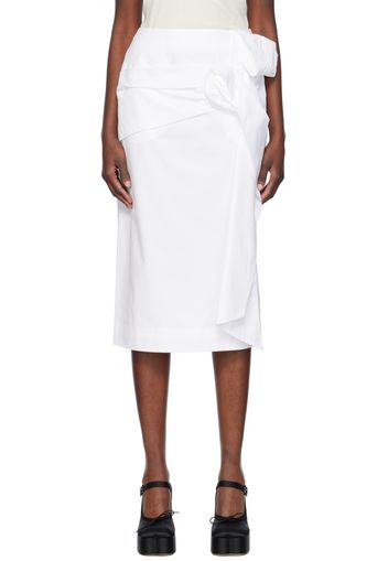 Simone Rocha White Pressed Rose Midi Skirt