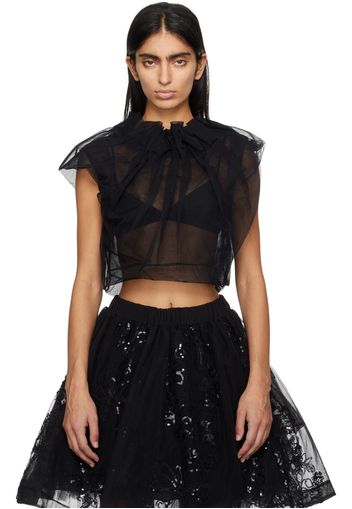 Simone Rocha Black Pleated Neck Blouse