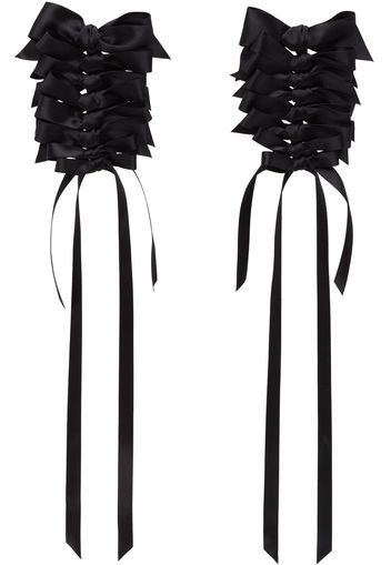 Simone Rocha Black Long Rosette Bow Earrings