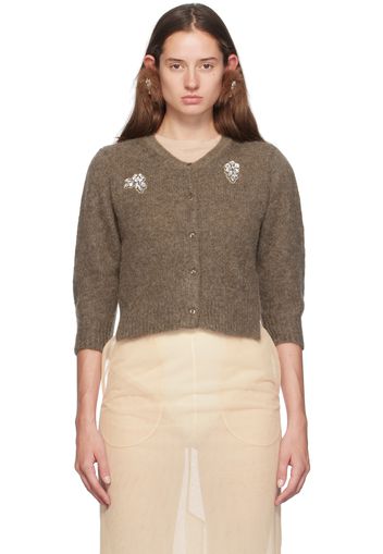 Simone Rocha Brown Cropped Alpaca Knit Cardigan