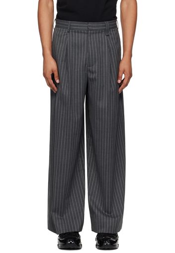 Simone Rocha Gray Pleated Wide Leg Trousers