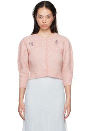 Simone Rocha Pink Cropped Alpaca Knit Cardigan