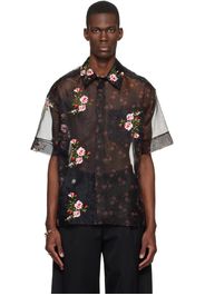 Simone Rocha Black Sheer Patchwork Boxy Shirt