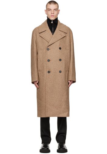 Solid Homme Brown Striped Coat