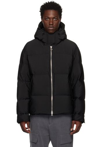 Solid Homme Black Hooded Puffer Down Jacket