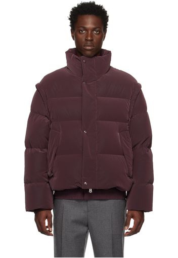 Solid Homme Burgundy Detachable Sleeves Down Jacket