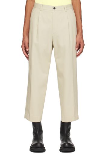 Solid Homme Beige Cropped Trousers