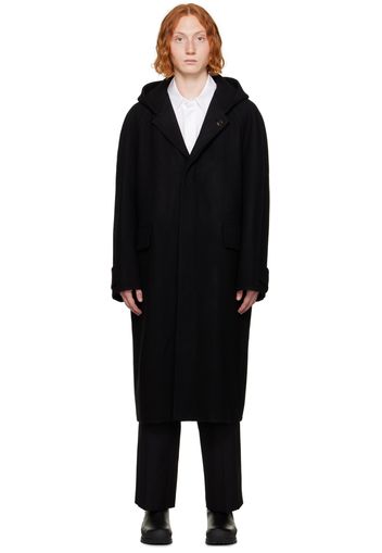 Solid Homme Black Hooded Coat