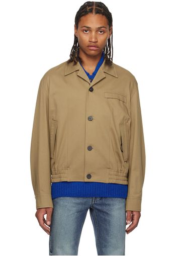 Solid Homme Beige Open Spread Collar Jacket