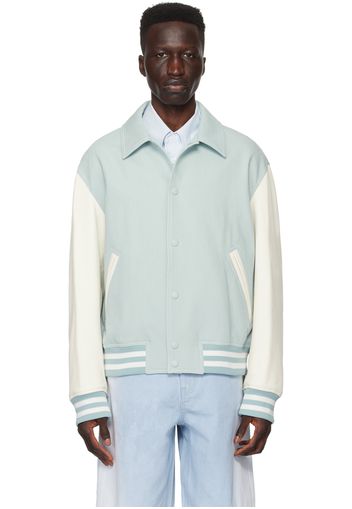 Solid Homme Blue & White Varsity Bomber Jacket