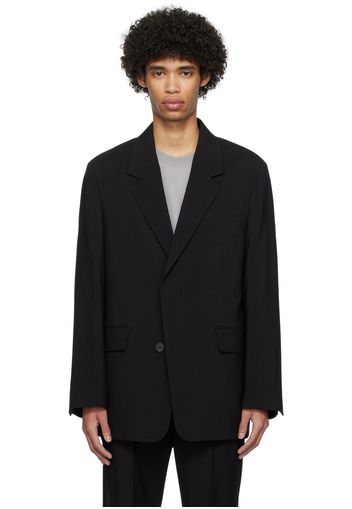 Solid Homme Black Concealed Button Blazer