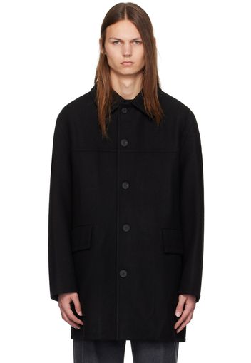 Solid Homme Black Single-Breasted Coat