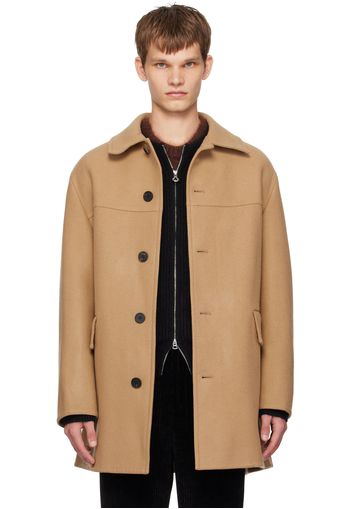 Solid Homme Beige Spread Collar Coat