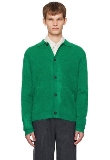 Solid Homme Green Spread Collar Cardigan