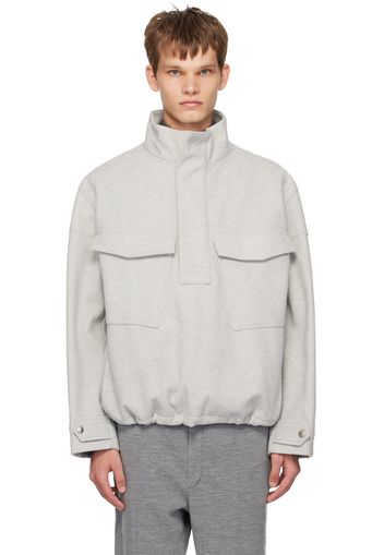 Solid Homme Gray Half-Zip Sweatshirt