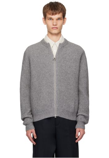 Solid Homme Gray Zip-Up Sweater