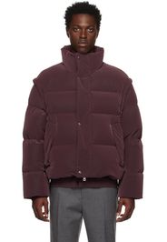 Solid Homme Burgundy Detachable Sleeves Down Jacket