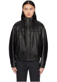 Solid Homme Black Hooded Leather Jacket