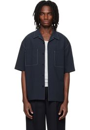 Solid Homme Navy Camp Collar Shirt